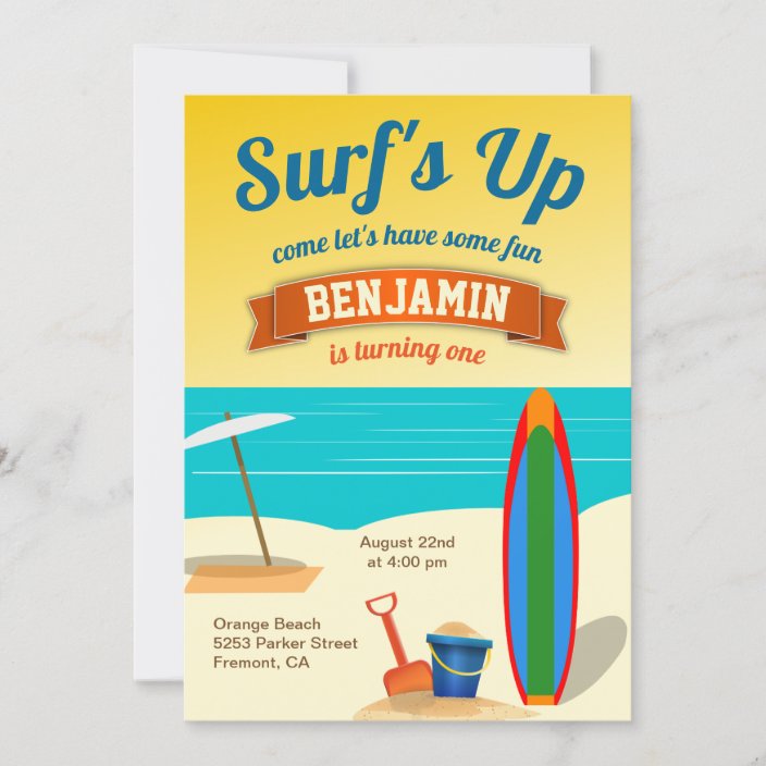 Summer Beach Surfing Birthday Party Invitation | Zazzle