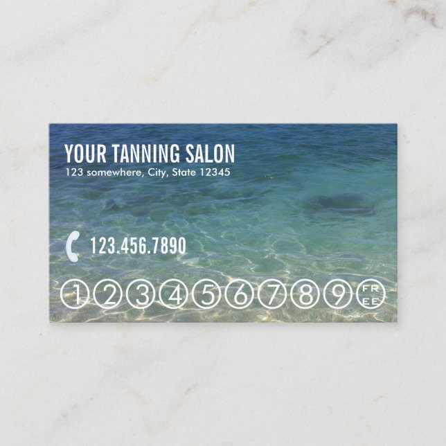 Summer Beach Tanning Salon Loyalty Punch Card (Front)