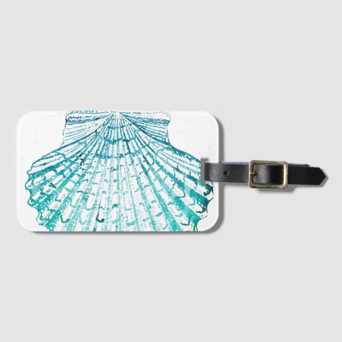 summer beach teal blue watercolor mermaid seashell luggage tag