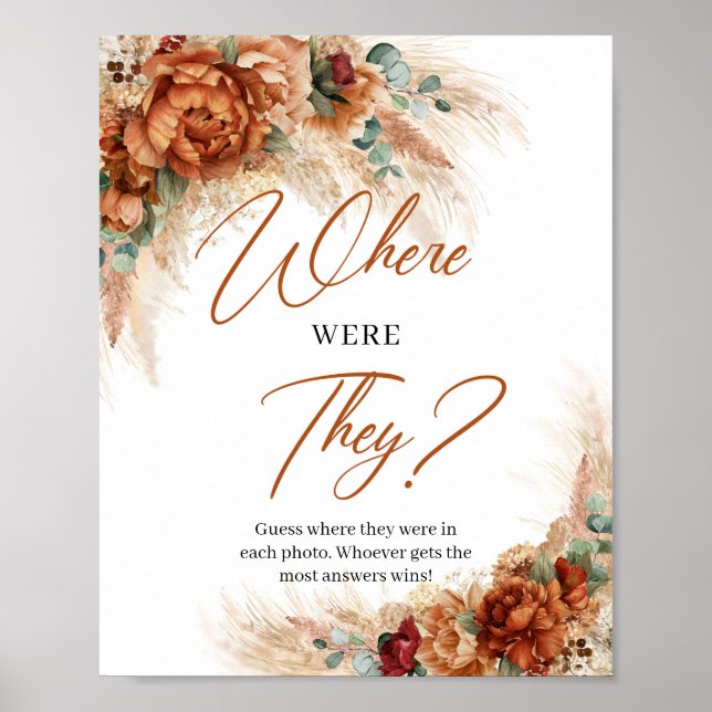 Summer beach terracotta floral Where were they Poster (Front)