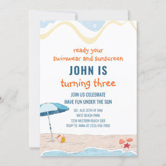 Summer Beach Theme Birthday Invitation