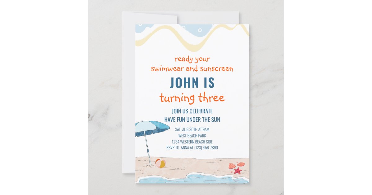 Summer Beach Theme Birthday Invitation | Zazzle