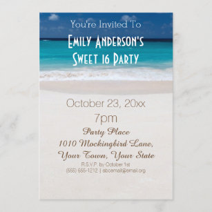 Beach Theme Sweet 16 Invitations Zazzle