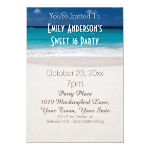 beach sweet 16 invitations zazzle