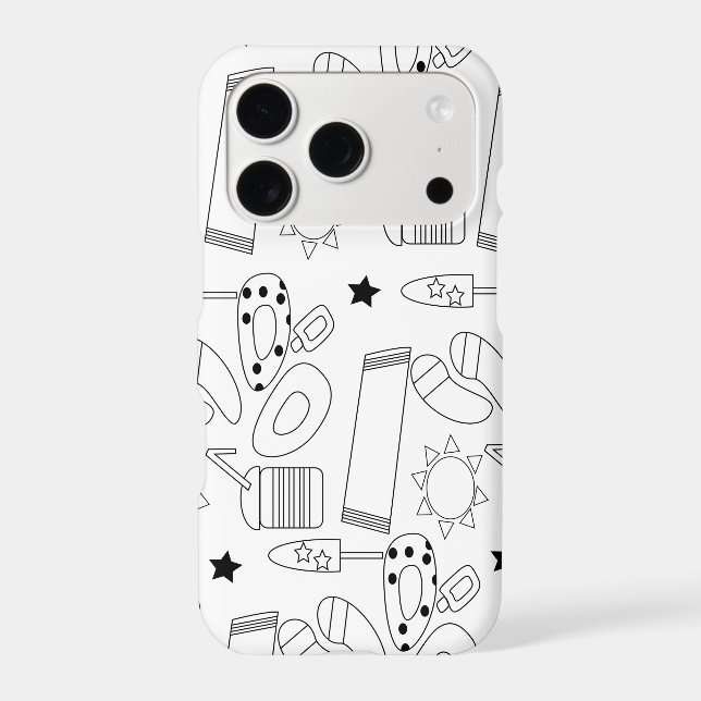 Summer Beach Theme Outlines Pattern  Iphone Case (Back)