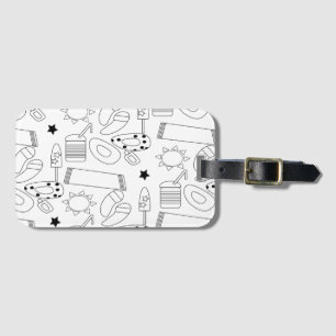 Summer Beach Theme Outlines Pattern Luggage Tag