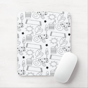 Summer Beach Theme Outlines Pattern  Mouse Pad
