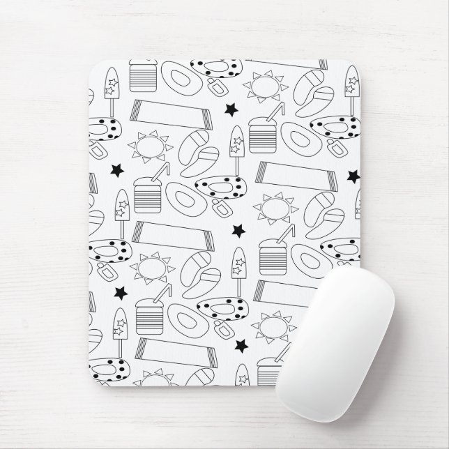 Summer Beach Theme Outlines Pattern  Mouse Pad (With Mouse)