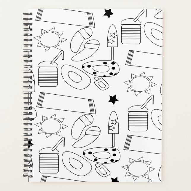 Summer Beach Theme Outlines Pattern   Notebook (Front)