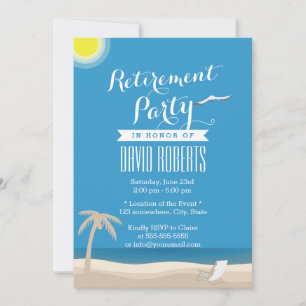 Summer Beach Theme Retirement Party Invitations
