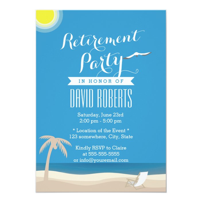 Summer Beach Theme Retirement Party Invitations