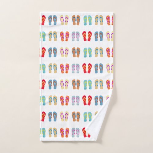 Summer Beach Theme Sandals Pattern Flip Flops Hand Towel