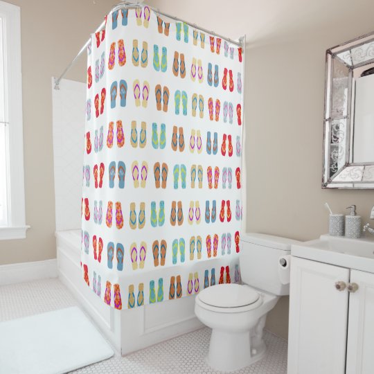 Summer Beach Theme Sandals Pattern Flip Flops Shower Curtain