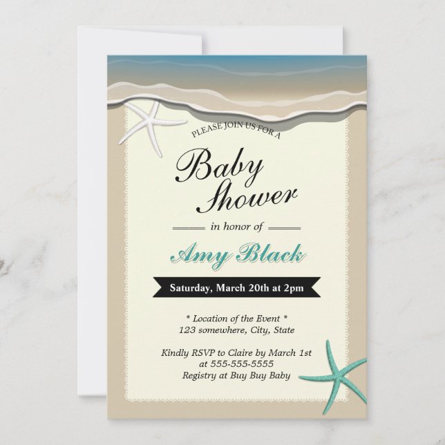 Summer Beach Theme Starfish Baby Shower Invitation (Front)