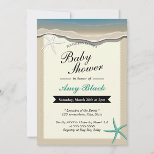 Summer Beach Theme Starfish Baby Shower Invitation