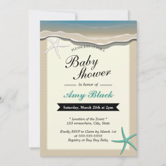 Summer Beach Theme Starfish Baby Shower Invitation