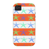 Summer Beach Theme Starfish on Orange Stripes Case-Mate iPhone Case (Back)