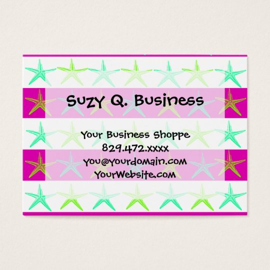 Summer Beach Theme Starfish on Purple Stripes Business Card