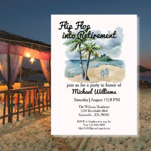 Summer Beach Themed Flip Flop Retirement Party Invitation