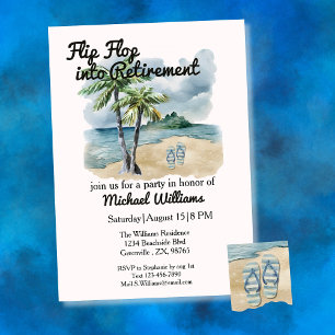 Summer Beach Themed Flip Flop Retirement Party Invitation