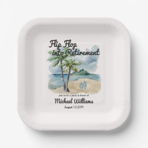 Summer Beach Themed Flip Flop Retirement Party Paper Plates