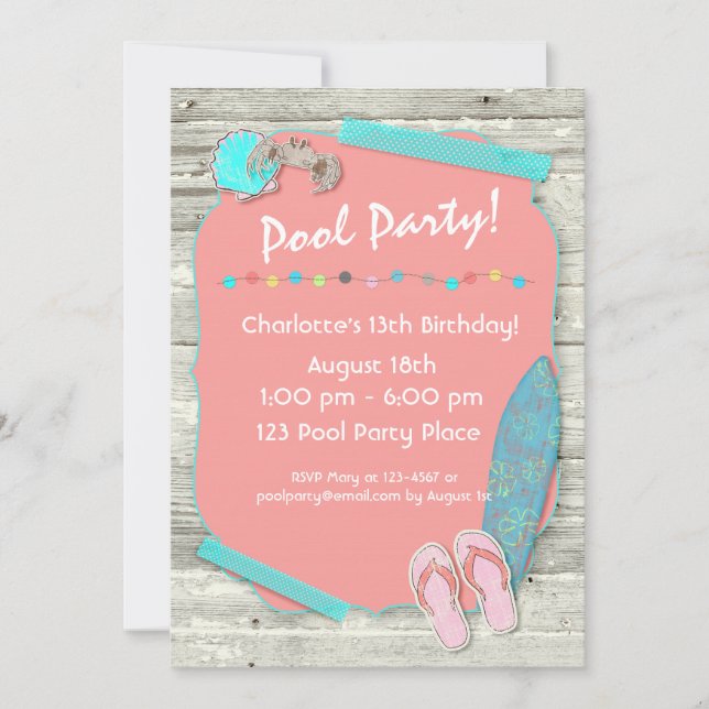 Summer Beach Themed Party Invitation (Front)