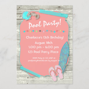 Summer Beach Themed Party Invitation