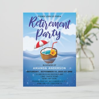 Summer Beach Themed Retirement Party Invitation | Zazzle