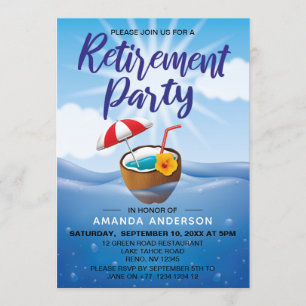Summer Beach Themed Retirement Party Invitation