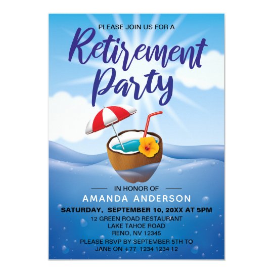 Summer Beach Themed Retirement Party Invitation | Zazzle.com