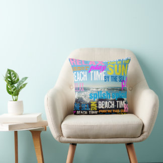 Summer Beach Time Fun Throw Pillow