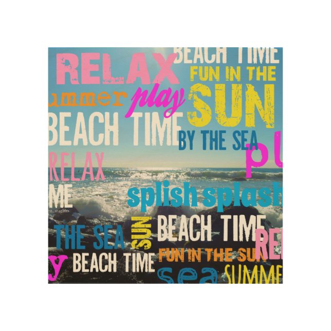 Summer Beach Time Fun Wood Wall Art (Front)
