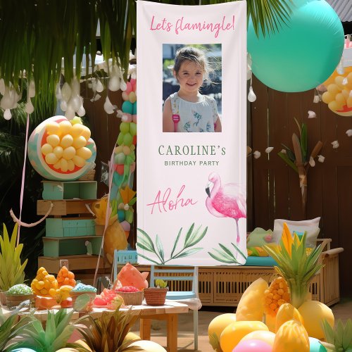 Summer beach tropical birthday party photo banner