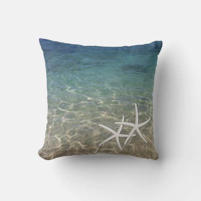 Summer Beach Tropical Blue Ocean Starfish Throw Pillow (Front)