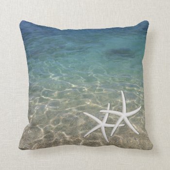Summer Beach Tropical Blue Ocean Starfish Throw Pillow by fotoplus at Zazzle