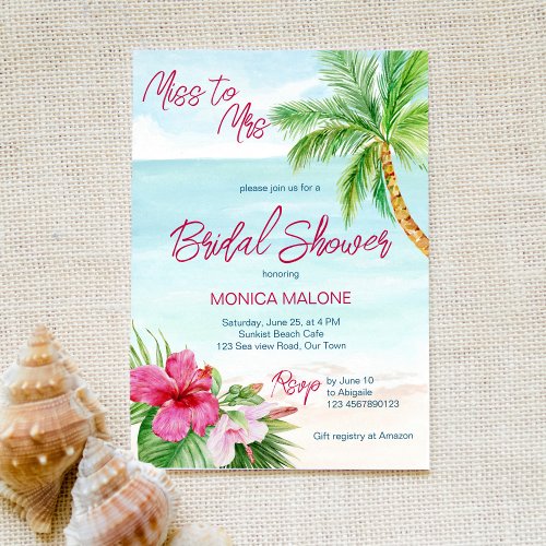 Summer beach tropical bridal shower invitation