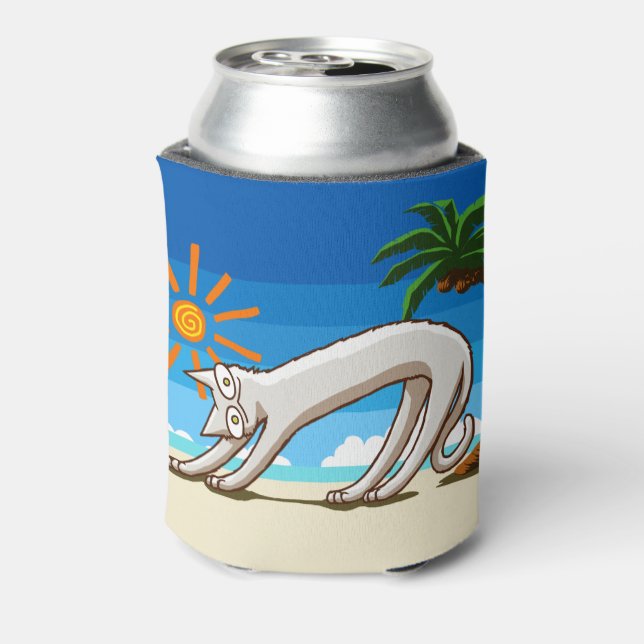 Summer Beach Tropical Cat Can Cooler (Can Back)