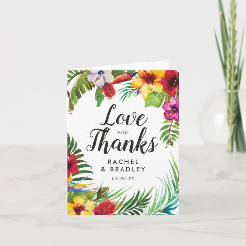 Summer Beach Tropical Floral Wedding Thank You Card