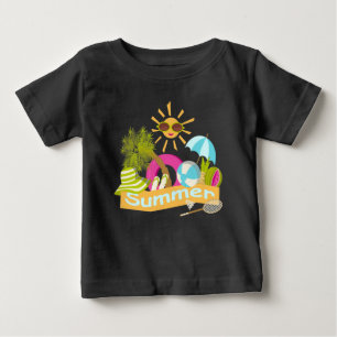 Summer beach vacation smiling sun in sunglasses baby T-Shirt