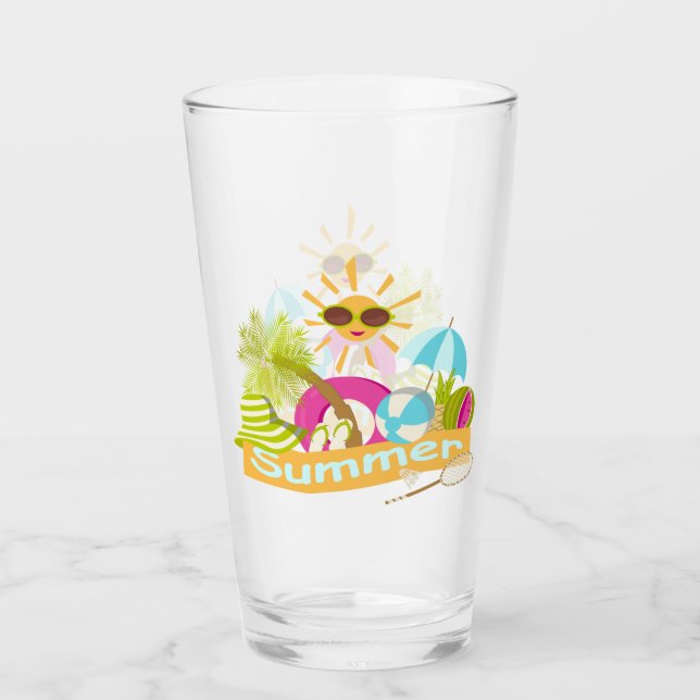 Summer beach vacation smiling sun in sunglasses  glass (Front)