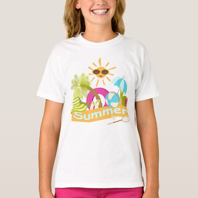 Summer beach vacation smiling sun in sunglasses T- T-Shirt (Front)