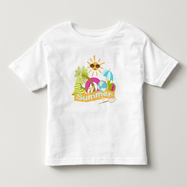 Summer beach vacation smiling sun in sunglasses toddler t-shirt (Front)