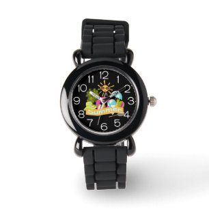 Summer beach vacation smiling sun in sunglasses watch