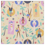 summer beach vacation tropical palm trees crabs fabric