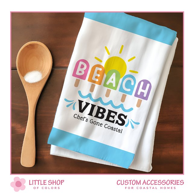 Summer Beach Vibes Customizable Kitchen Towel (Creator Uploaded)