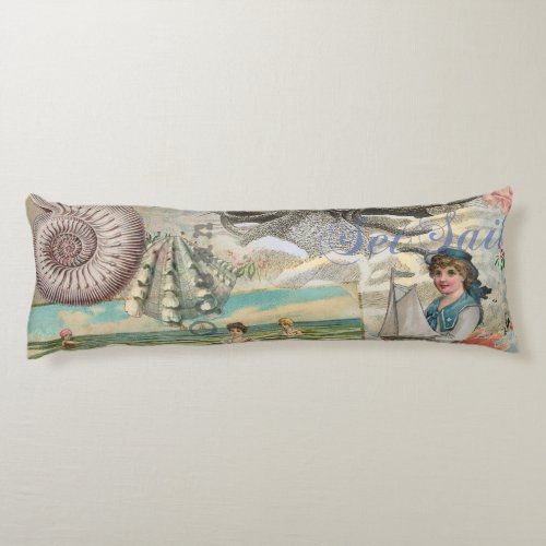 summer beach vintage octopus antique sailing body pillow