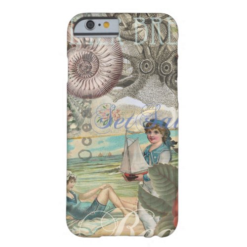 summer beach vintage octopus antique sailing barely there iPhone 6 case