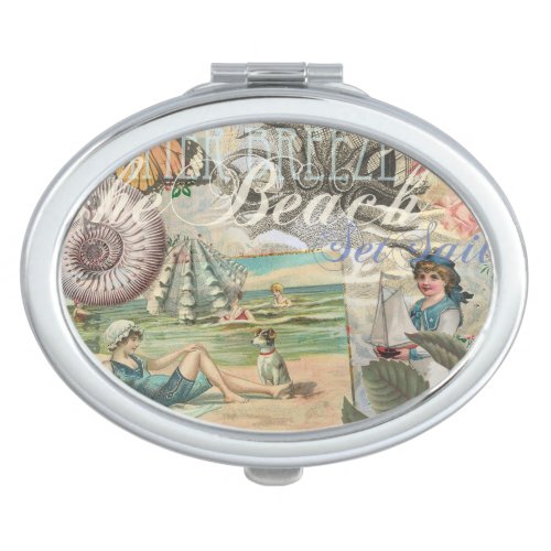 summer beach vintage octopus antique sailing compact mirror