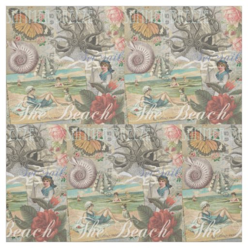 summer beach vintage octopus antique sailing fabric