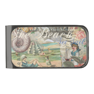 summer beach vintage octopus antique sailing gunmetal finish money clip